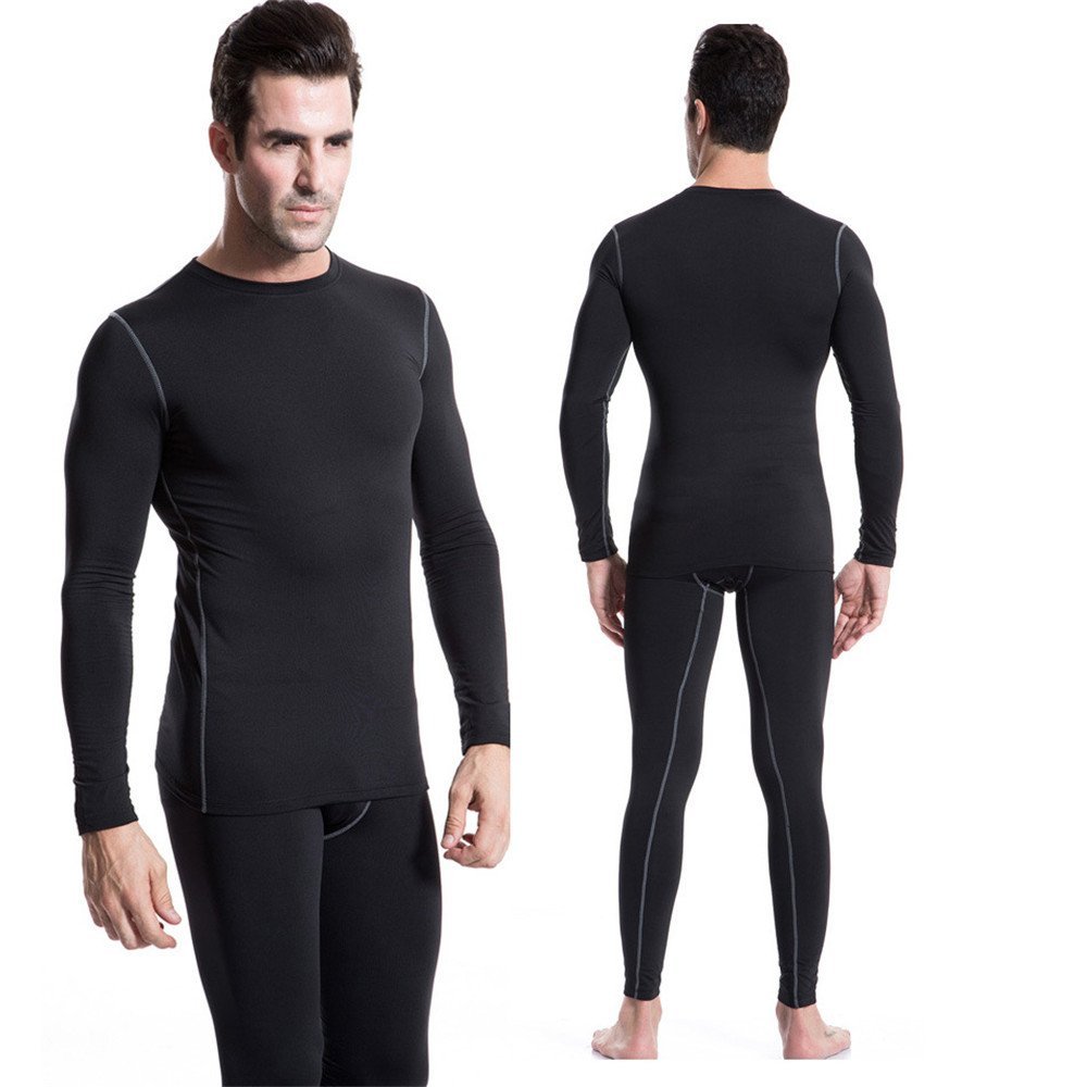 LANBAOSI Men Set Thermal Fleece Underwear for Winter Compression Tight Top&Bottom -Dry Warm Lined Long Johns Lightweight