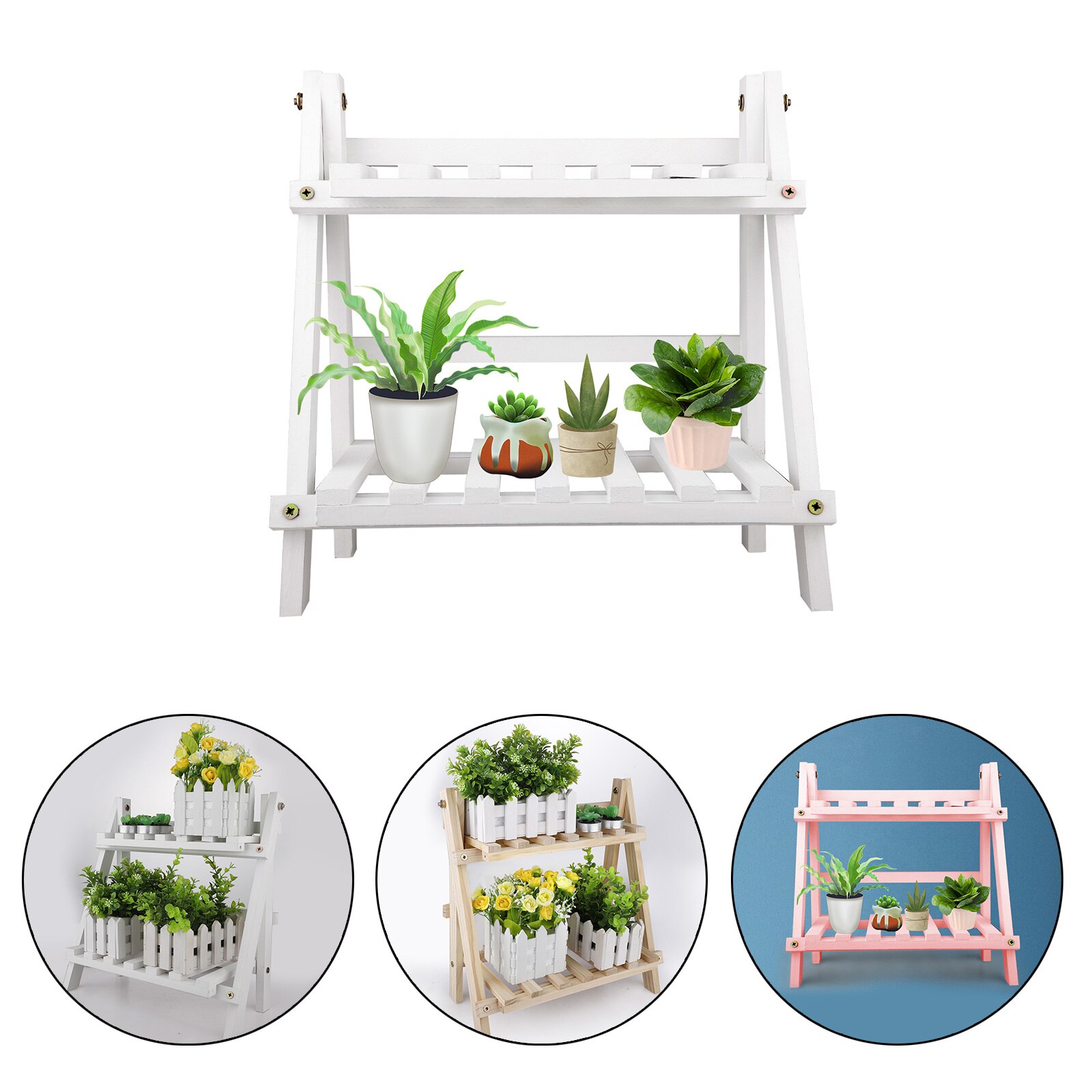 Flower Pot Rack Durable Wood Planter Pot Trays Strong Free Standing Bonsai Holder Home Garden Indoor Display Plant Stand Shelf