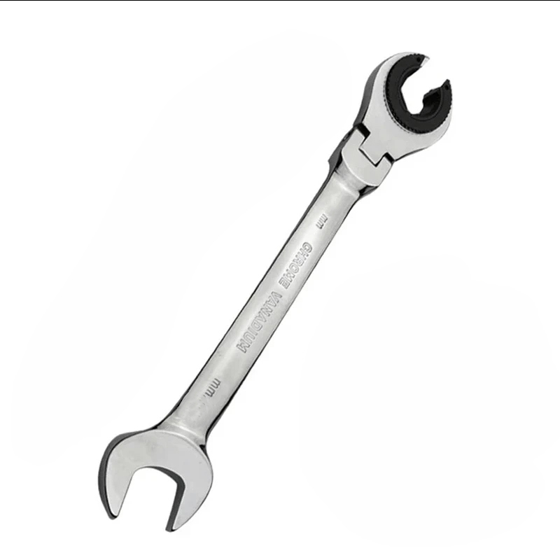 Opening Tubing Ratchet Wrench Spanner Combination Wrenches Set Flex-head Fixed Head Metric Open End Gears Ring Wrench Set: GRAY / 9 mm