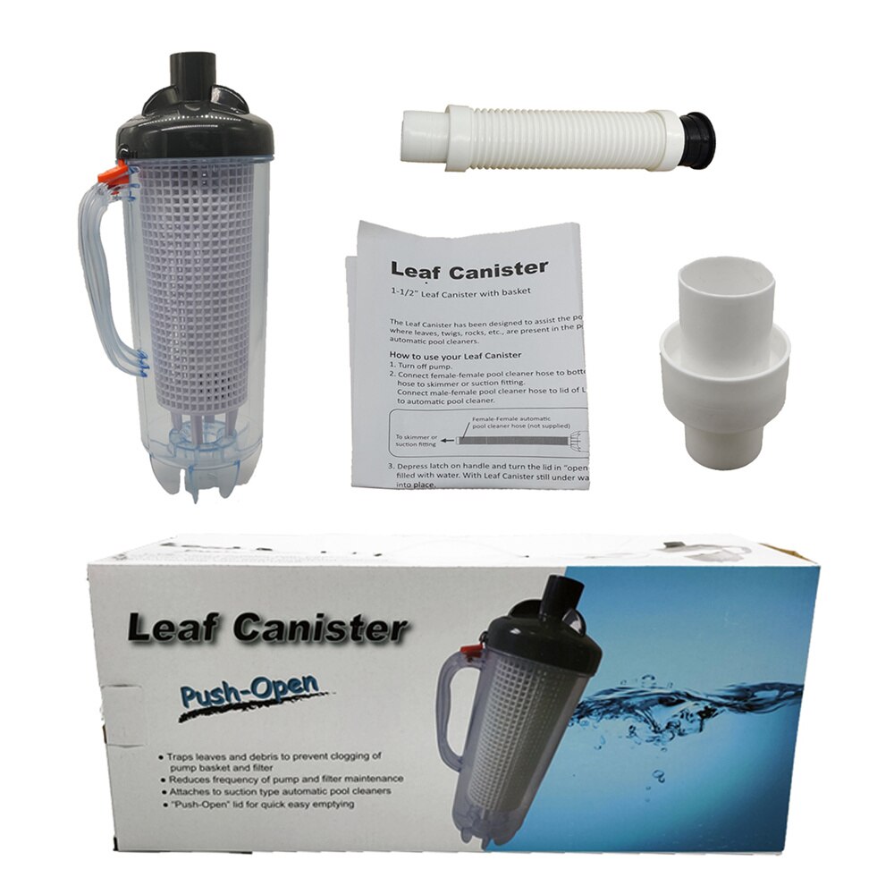 Colector de hojas al vacío de gran capacidad para piscina, recipiente de succión de hojas con cesta de filtro, Herramientas de limpieza de manguera de 24cm