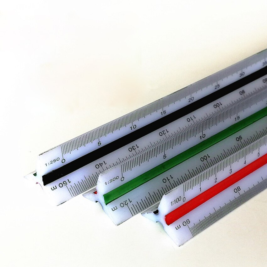 30cm Triangular Scale Ruler Students Study Measuring Gadgets Engineer Drafting Mapping Ruler Multi-function Ratio Ruler