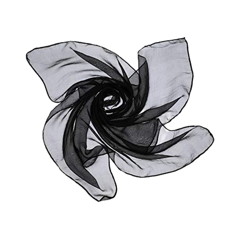 60x60CM Unisex Sailor Glitter Silky Square Neck Scarf Candy Color Lady Ribbon Handkerchief Dance Sheer Tulle Head Wrap 12 Colors: Black