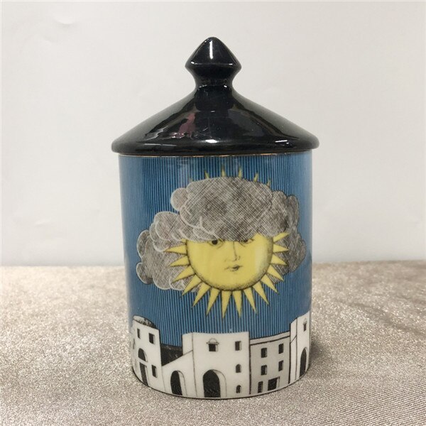 Vintage Style Black Lid Candle Holder Handmade Candles Jar Retro Lina Face Storage Makeup Ceramic Craft Home Decoration Jewerlly: 9
