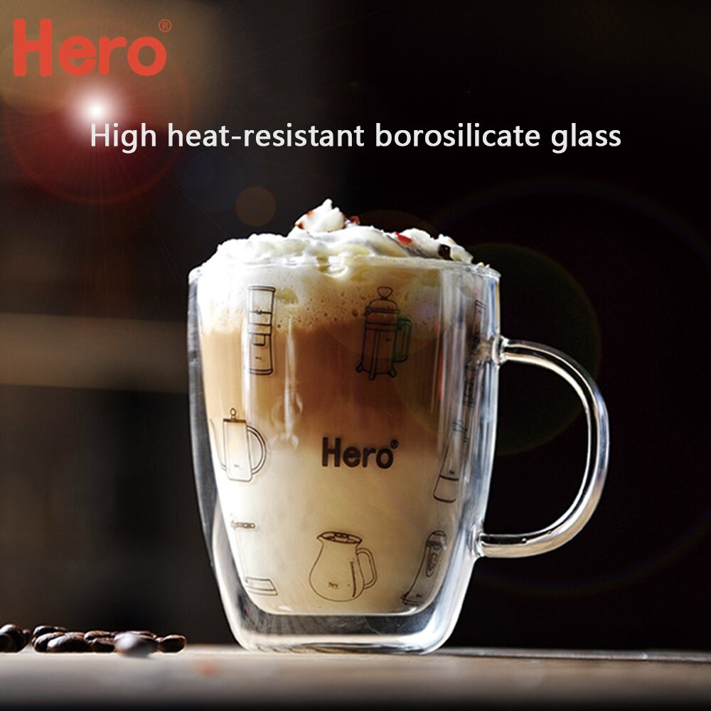 Coffee Cup Double Layers mug Coffee Reusable High Glass Cup Heat Insulation Drinking Milk Tea Cups Transparent Drinkwar