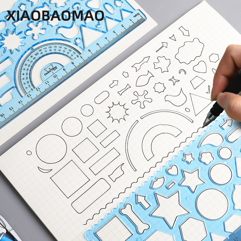 Pittura Righelli Disegno per Bambini graffiti FAI DA TE Multi-funzione Interessante puzzle Spirograph Righello di Plastica Rifornimento di Scuola Righello impostato