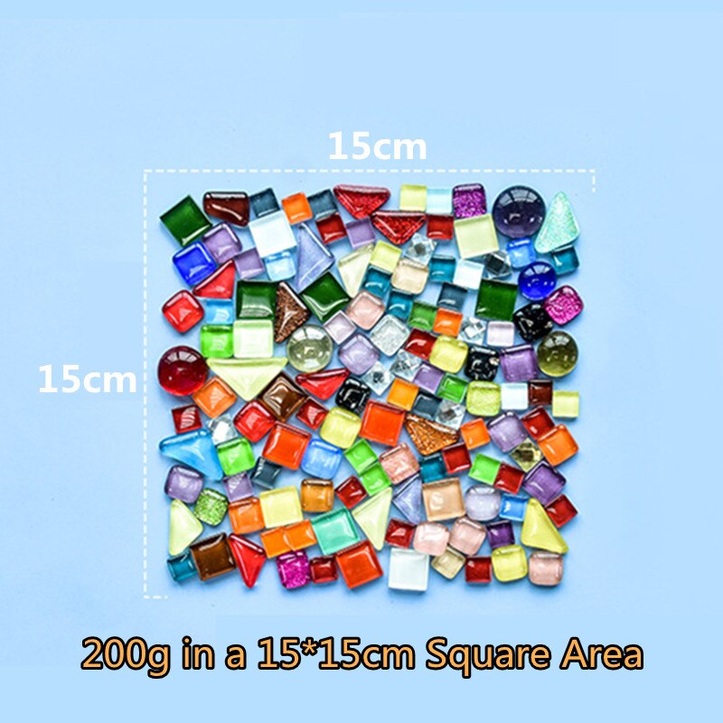 120g/4.23oz diversificerede glasmosaikfliser form/farveblanding flise rund/trekant/firkantet gør-det-selv mosaik håndværk skinnende materialer