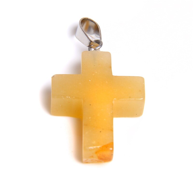 1pc cross natural stone pendants faith quartz crystal pendants jewelry handmade cross pendants jewelry bulk DIY