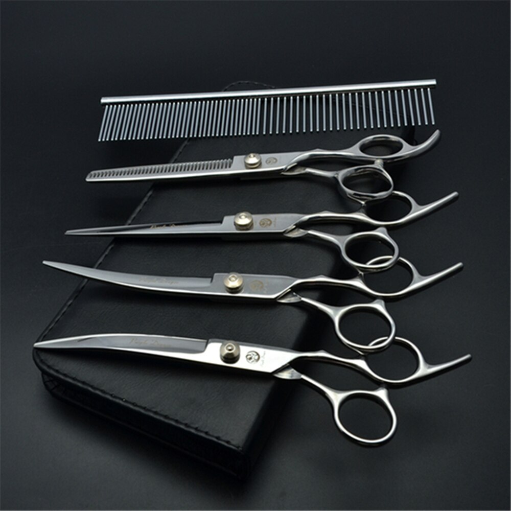 Professionelle Hundesalon Schere Set 6.0 "Edelstahl Lila Drachen Hund Schere Gebogene Schere Gerade Schere Ausdünnung Schere Z4001: Z3001 Yin 5P 6Y