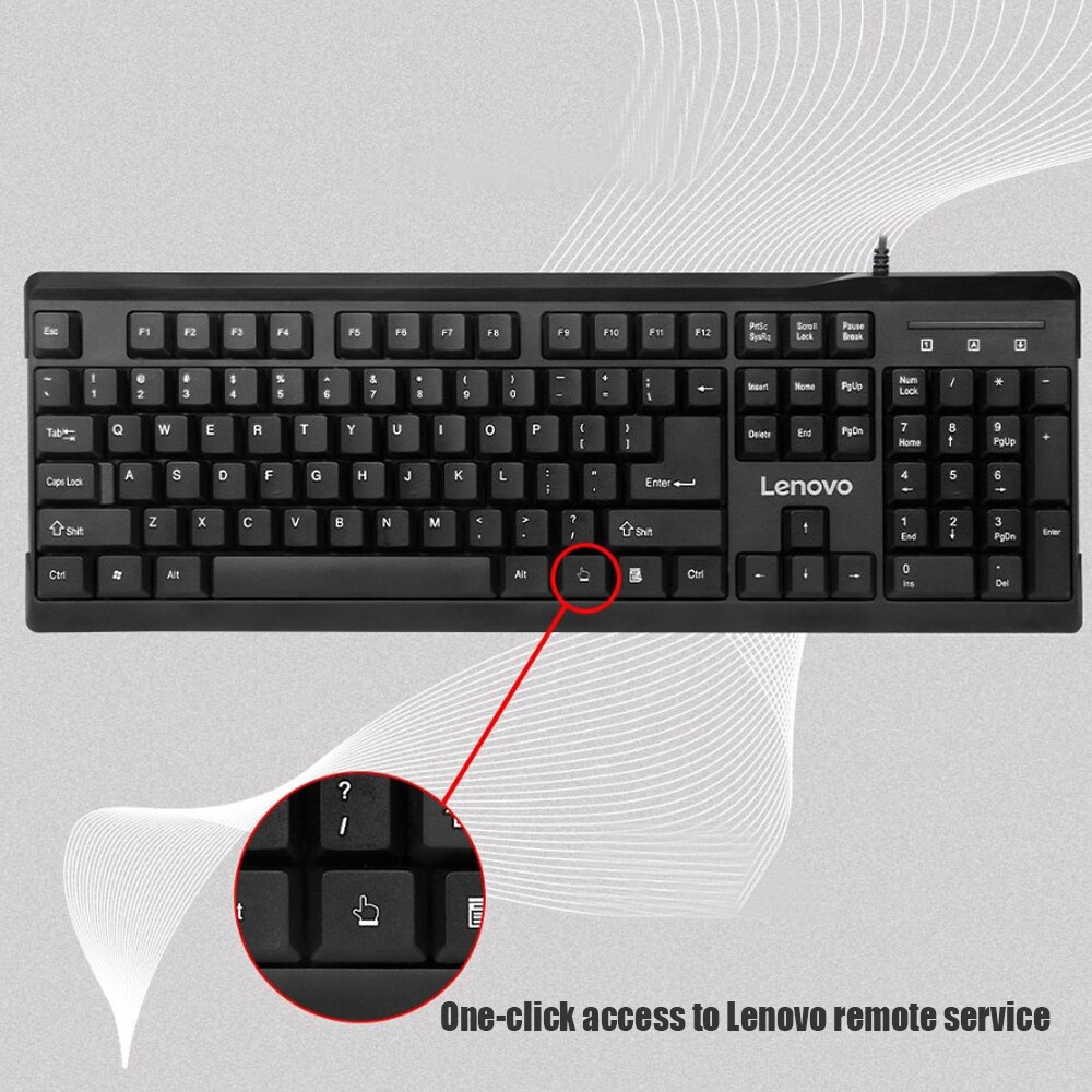 Lenovo MK618 Wired Keyboard Mouse Set 1000DPI Optical Mouse Ergonomic USB Corded Keyboard Set for Computer Laptop PC Desktop