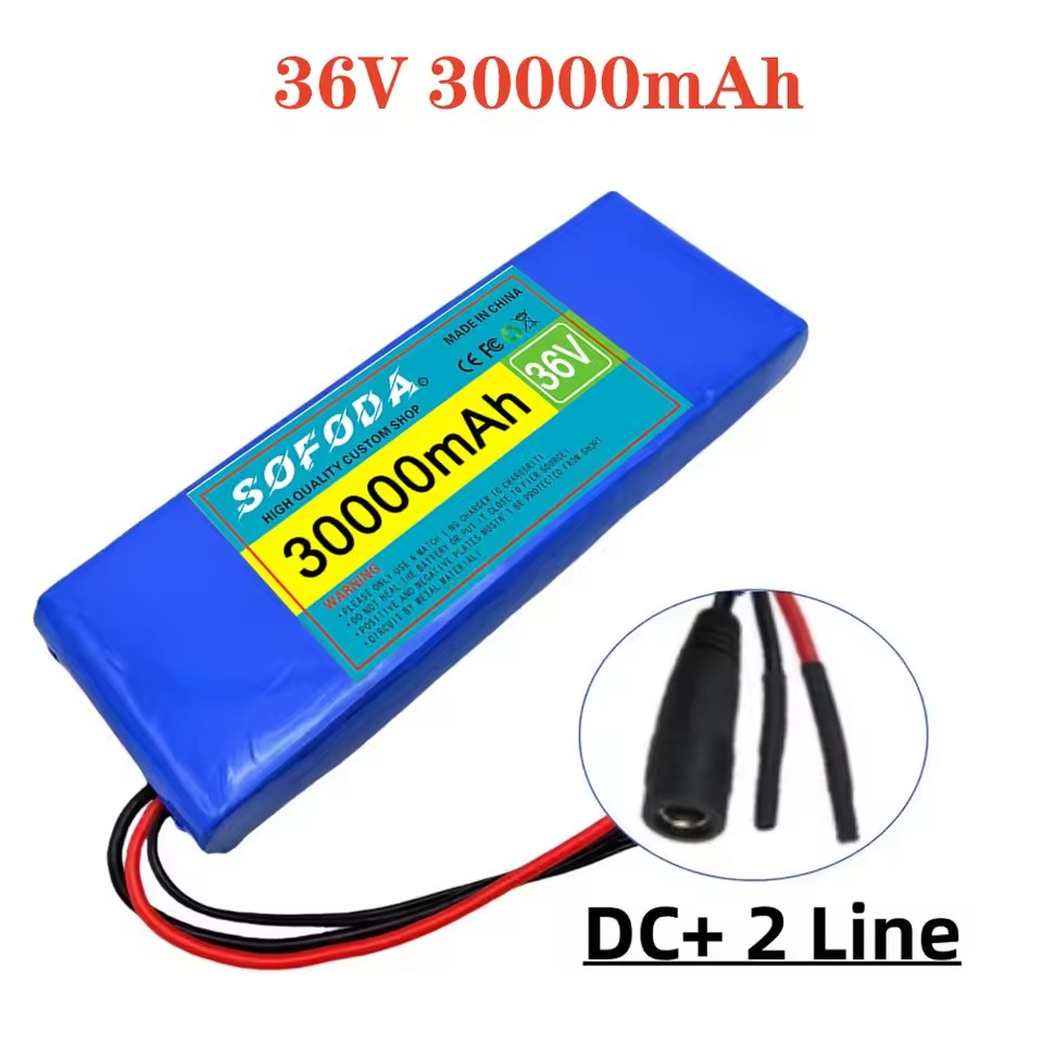 36V battery 100% genuine 36V 30000mAh 10S1P 18650 lithium-ion rechargeable battery pack 20A with BMS scooter and bicycle: WHITE