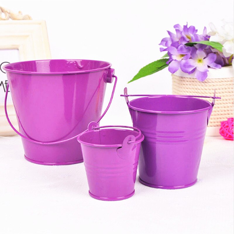 1pc 7.5*7.5*5.6cm blik spand jern tønde blik mini balje dekorative fustager anti-deform lyse solid holdbar boligindretning: Lilla