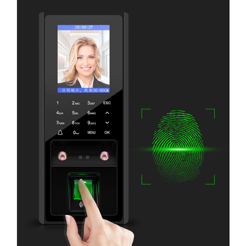 TCP Biometric Fingerprint & face Access Control device System support 300pcs faces /3000 figners 2.8inch LCD