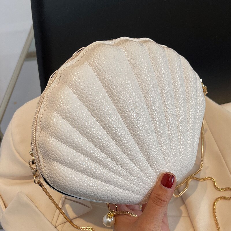 Kleine nischentasche für damen, trendige, 2022 sommer-umhängetasche mit kette #39 muscheltasche: Cremefarben