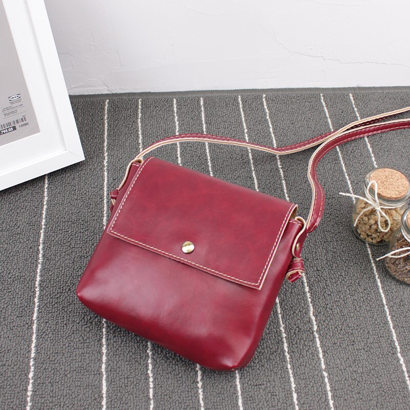 Kvinner enkel solid 6 -farger messenger skulderveske pu lær crossbody bag ryggsekk håndveske: Burgunder