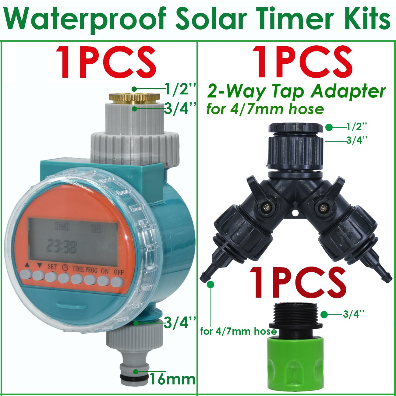 KESLA Irrigation Waterproof Solar Water Timer LCD Greenhouse Automatic Electronic Garden Irrigator Watering Controller System: Waterproof Solar-G