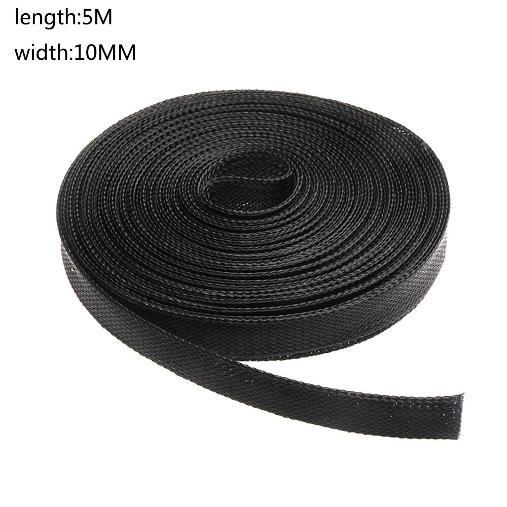 5/1M Zwart Geïsoleerde Gevlochten Sleeving 4/6/8/10/12/15/ 18/20/25mm Strakke HUISDIER Draad Kabel Bescherming Uitbreidbaar Kabel Mouw Draad Klier: 10MM(5M)