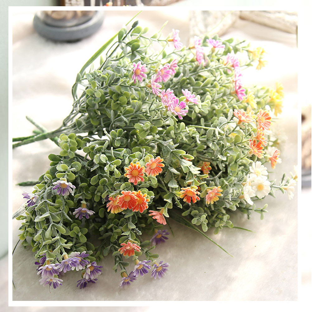 Landelijk Style Bloemen Plastic Kunstmatige Kleine Daisy Bloem voor Bruiloft Bruid Bedrijf Nep Bloemen Boeket Huis Tuin