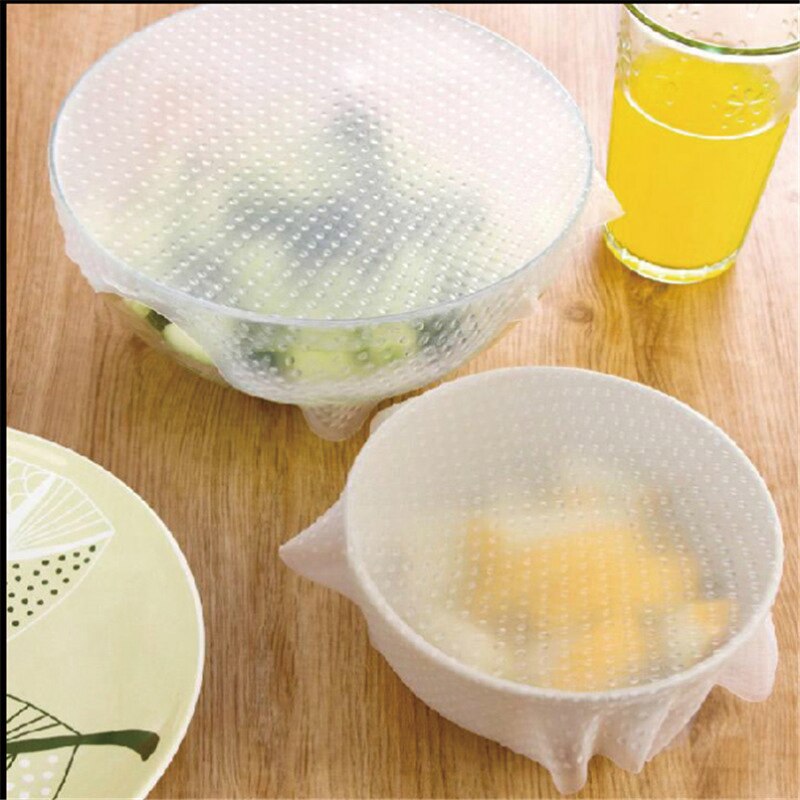 Silicone Food Wrap Clear Reusable Silicone stretch lids Multifunctional Seal Cover Food Fresh Keeping Wrap Kitchen Tools 3 Size