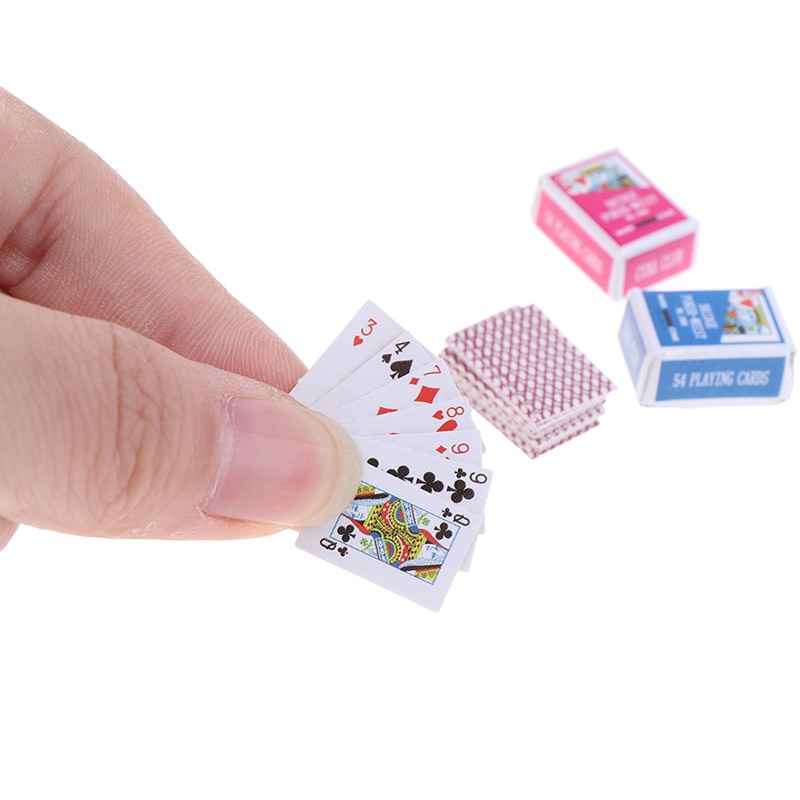 Leuke 1:12 Miniatuur Games Poker Mini Speelkaarten Miniatuur Voor Poppen Accessoire Home Decoratie 16x11mm