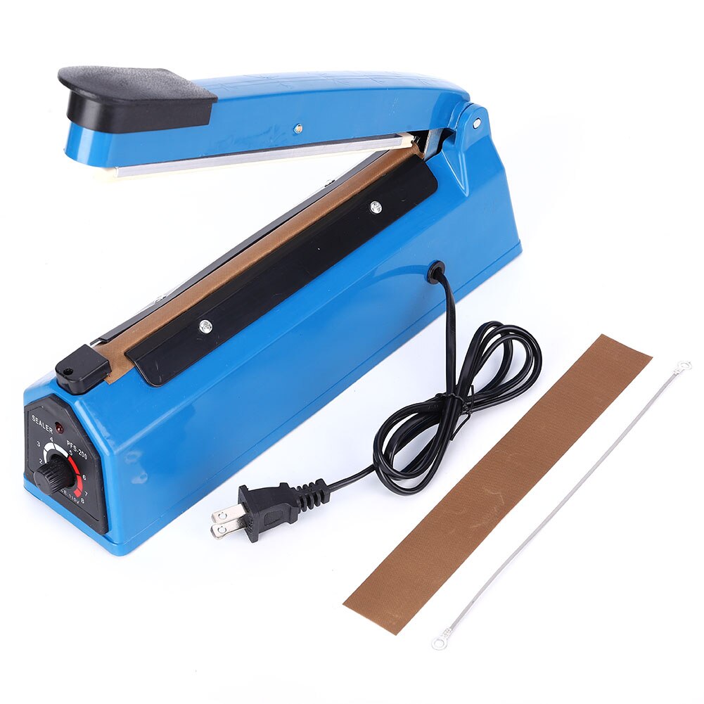 PFS-200 210W Manual Heat Bag Sealer 8in Impulse Sealing Machine Adjustable Timer US Plug AC110V Manual Sealer