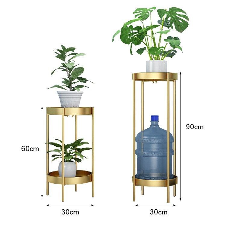 Nordic Metal Plant Stand 2-tire Gold Flower Metal Stand Office Home Iron Plant Stand White Metal Garden Decors Metal Shelves