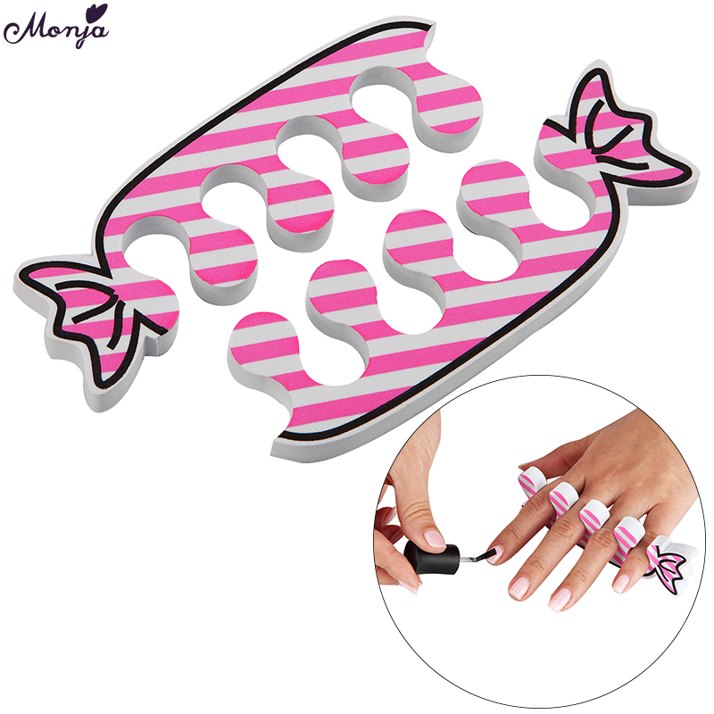 Monja 2 uds al azar Color caramelo suave arte de uñas, dedo separadores esponja desmontable UV Gel polaco recubrimiento ayudar DIY herramienta de la manicura