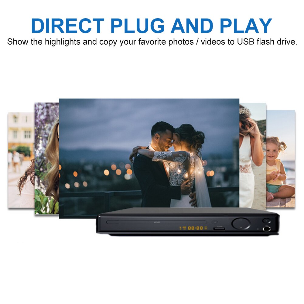 Mic Port Digital Display Home DVD Player Children USB HDMI Mini AV Output Easy Use 4K 1080P SVCD CD VCD With Remote Control