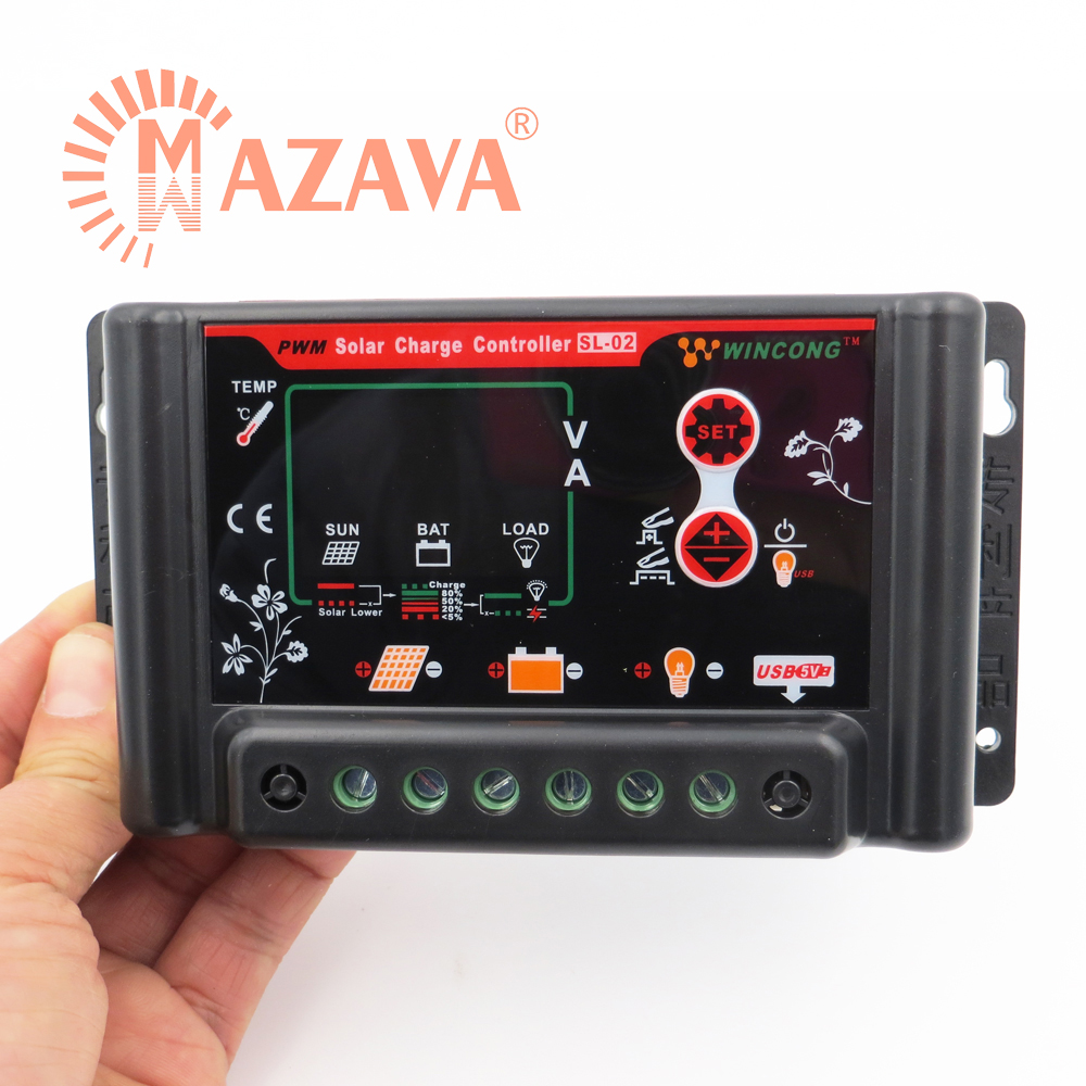 1Pcs 30A 20A 10A Solar Charger Controller 12V 24V Regulator SL02B Wincong Battery LI-ION NI-MH LiFePO4