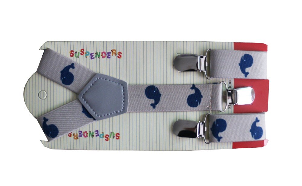 Boys Beige Whale Suspenders For Children Kids