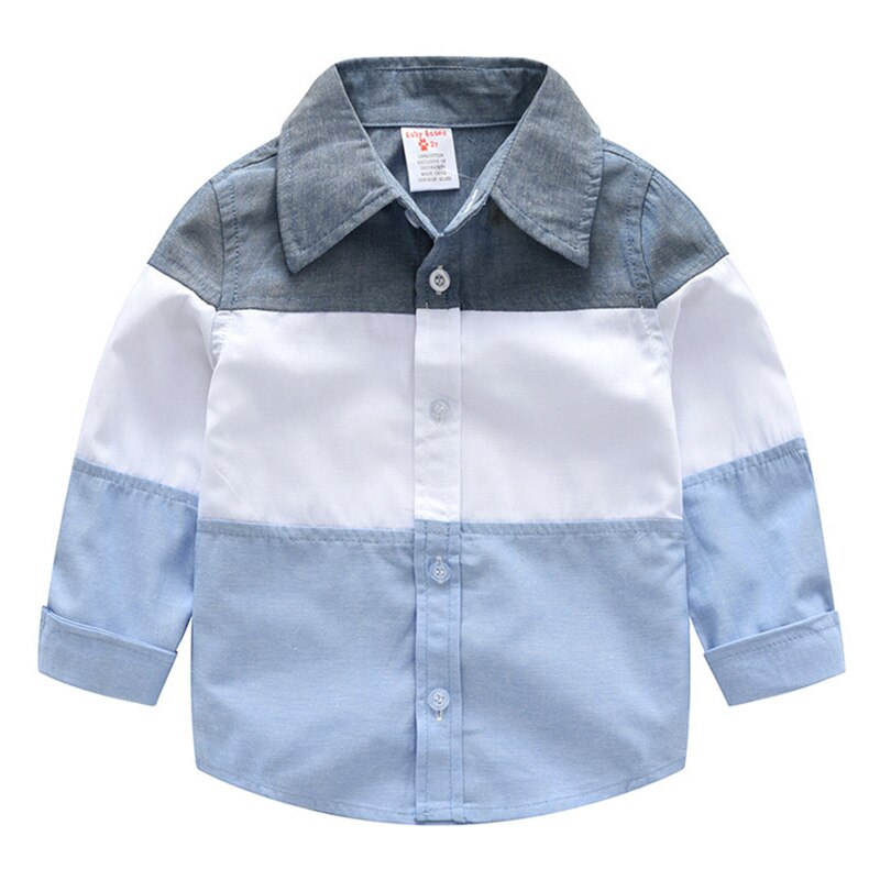 Shirt Voor Jongens Kids Katoen Knop Turn-Down Shirts Peuter Jongens Kraag Shirt Kinderen Engeland Kleding Tops Schooluniform blouse: Grijs / 6T