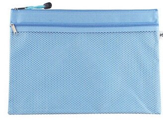 Sac à fermeture éclair porte document rose bleu vert, sac enveloppe pour fichier papier a4/8.5x11, pochette en toile pour papeterie de bureau: light blue