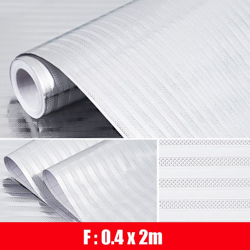 Household Waterproof Cabinets Stickers 0.6m*3/5m Kitchen Oilproof Sticker Table Cover Mat Sticker Self-adhesive Drawer Wallpaper: F(0.4x2m)