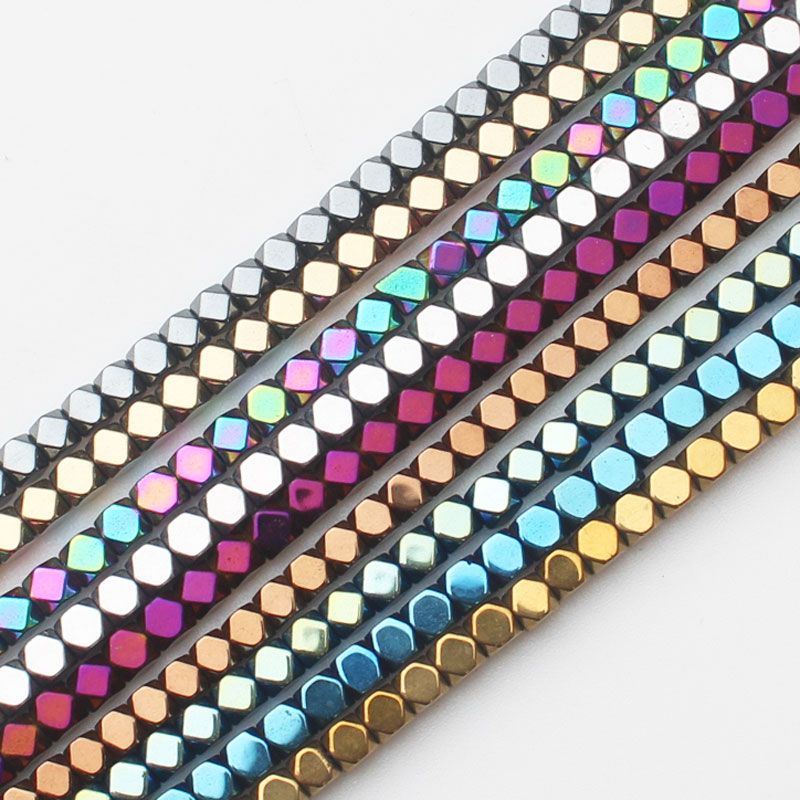 ¡Ematita natural muy brillante! Cuentas de hematita cuadradas facetadas de 15 pulgadas, para hacer joyas, pulseras y collares DIY