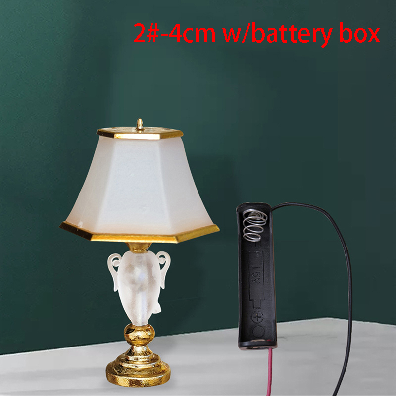 Antike Puppenhaus Miniatur möbel Mini Stehlampe Nacht LED Lampe Licht Tisch lampe mit Batterie kasten Puppenhaus Zubehör: YELLOW