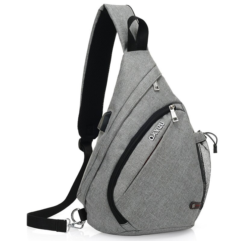 Casual heren single-shoulder pakket voor reizen buitenshuis multifunctionele essentiële borsttas crossbody tas: Lichtgrijs
