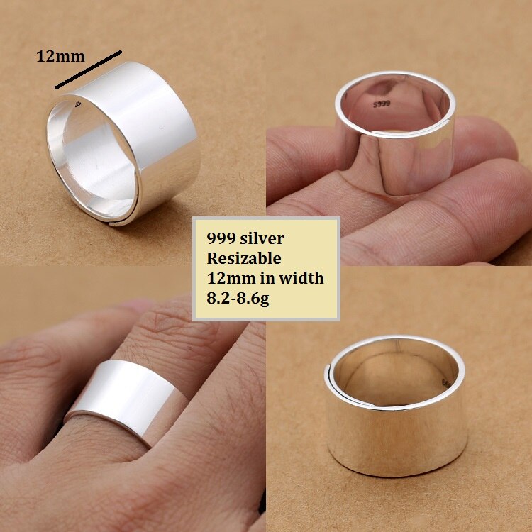 Håndlavet 999 sølv ring ægte rent sølv ring resizable 999 sølv ring unisex