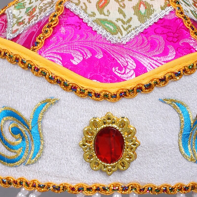 Accessoires de costume mongol pour femmes, chapeau rouge de mongolie, belle casquette de danse sur scène mongole, vêtements de tête de princesse cosplay