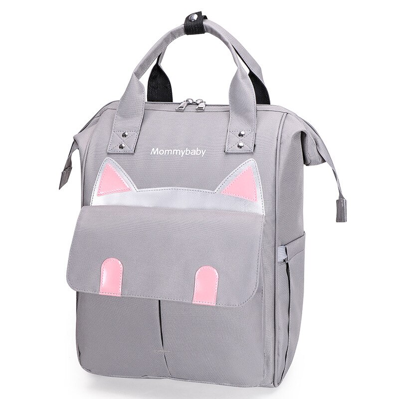 bolsa pañales mochila maternal pañalera LEQUEEN-Bolsa de pañales para bebés, mochila impermeable para mamá, bolsa de maternidad, bolsa de pañales para mantener el calor, cochecito de mamá: Grey cat
