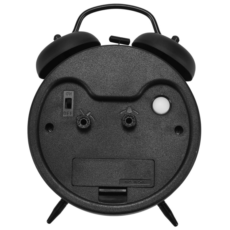 4 inch Retro Vintage Bedside Twin Bell Alarm Clock With Loud Alarm and Nightlight (Black Case - Roses)