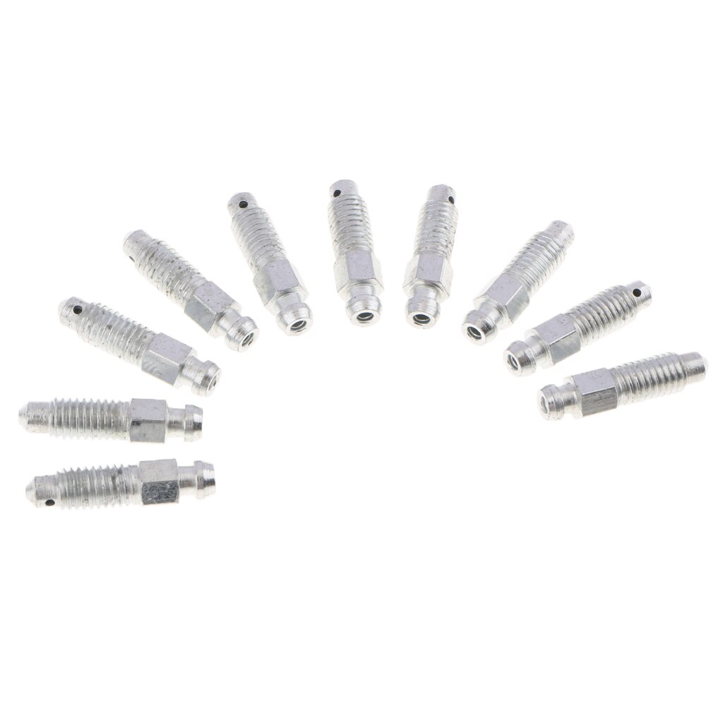10 tornillos de purga de pinza de freno delantero y trasero de coche, M8 x 1,25, plata, 32mm, 10 unidades