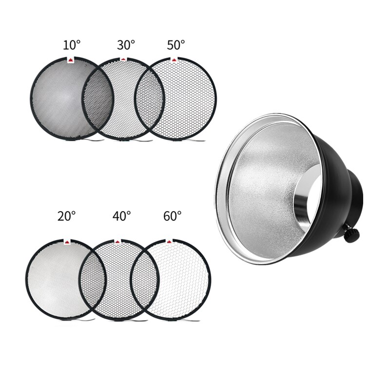 7" Bowens Mount Standard Reflector Diffuser Lamp Shade Dish + Honeycomb Grid for photography Studio Flash Strobe light