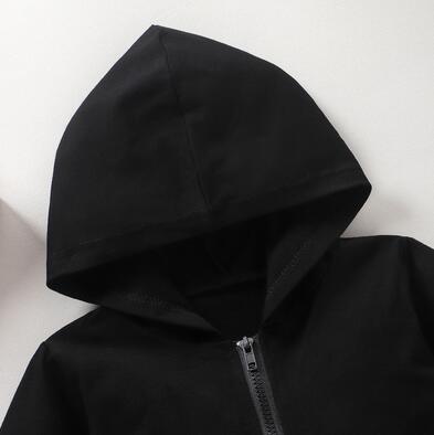 1-6Y enfant bébé sweats à capuche pour garçons veste à manches longues à capuche fermeture éclair dos lettre imprimer tenues décontractées