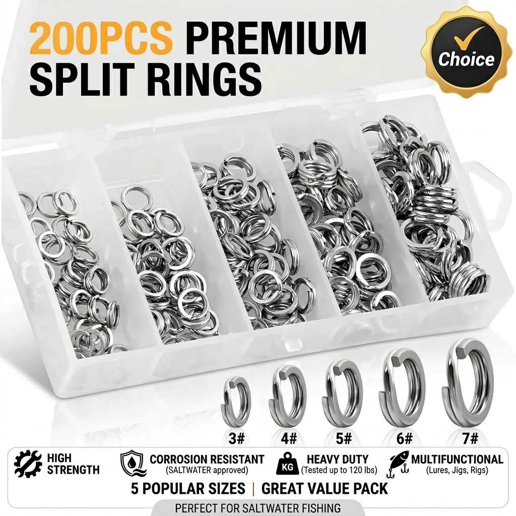 Vissen Splitringen 200/400 Stuks 5 Maten Roestvrij Staal Zware Hoge Sterkte Lokken Connector Tackle Box Accessoires Zoutwater