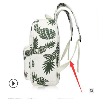 Swyivy Vrouw Rugzak Tas Ananas Print Canvas Tas Vrouwelijke Schouder Backbag College Student Schooltas Toevallige Rugzak: white belt