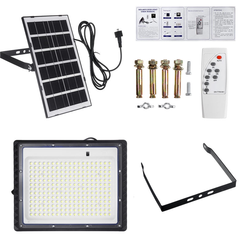 100W 150W 300W 400W Lens LED Solar Flood Light Outdoor Wall Street Lamp IP65 Waterproof Landscape Lighting with Remote Control