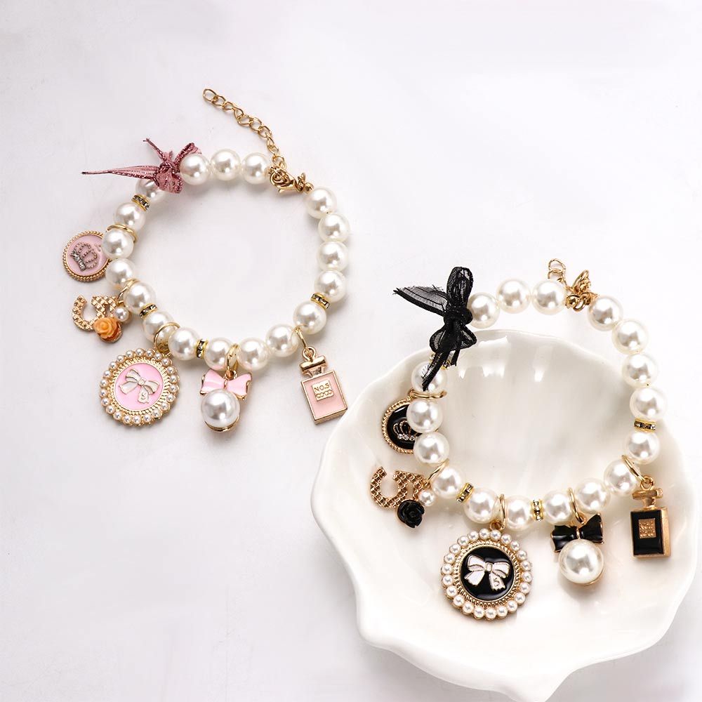 Collier de perles pour animaux de compagnie, collier avec nœud de princesse pour chien, bijoux pour chat, accessoires mignons pour chiot, chaîne pour Chihuahua, bijoux de mariage