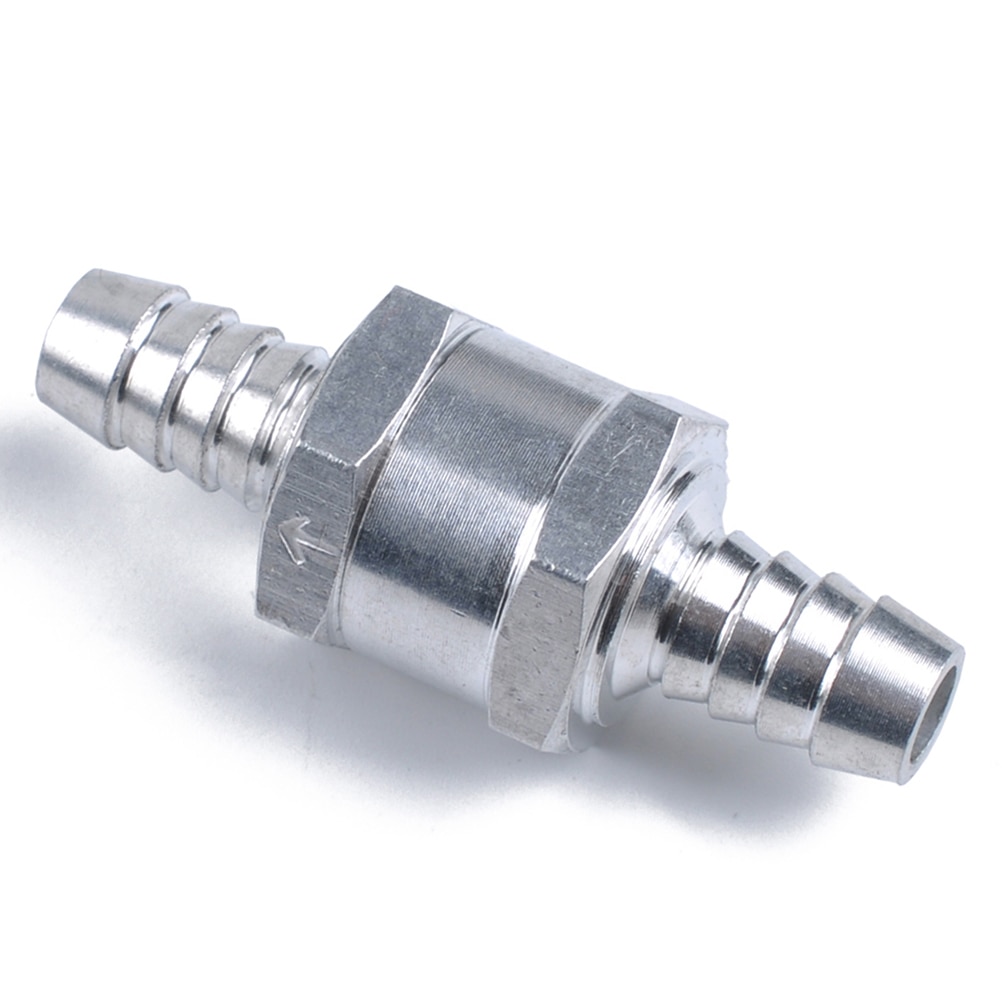 8MM Aluminum Alloy Reflux Valve Automobile Gasoline Diesel Fuel One-Way Check Valve Metal Check Valve Silver Cups