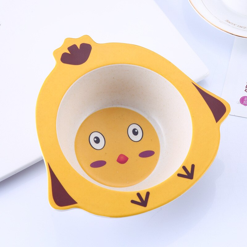 Stevige babyvoedingskom eco bamboe servies antislip servies voor het voeden van baby's borden cartoon kinderen bamboe bord