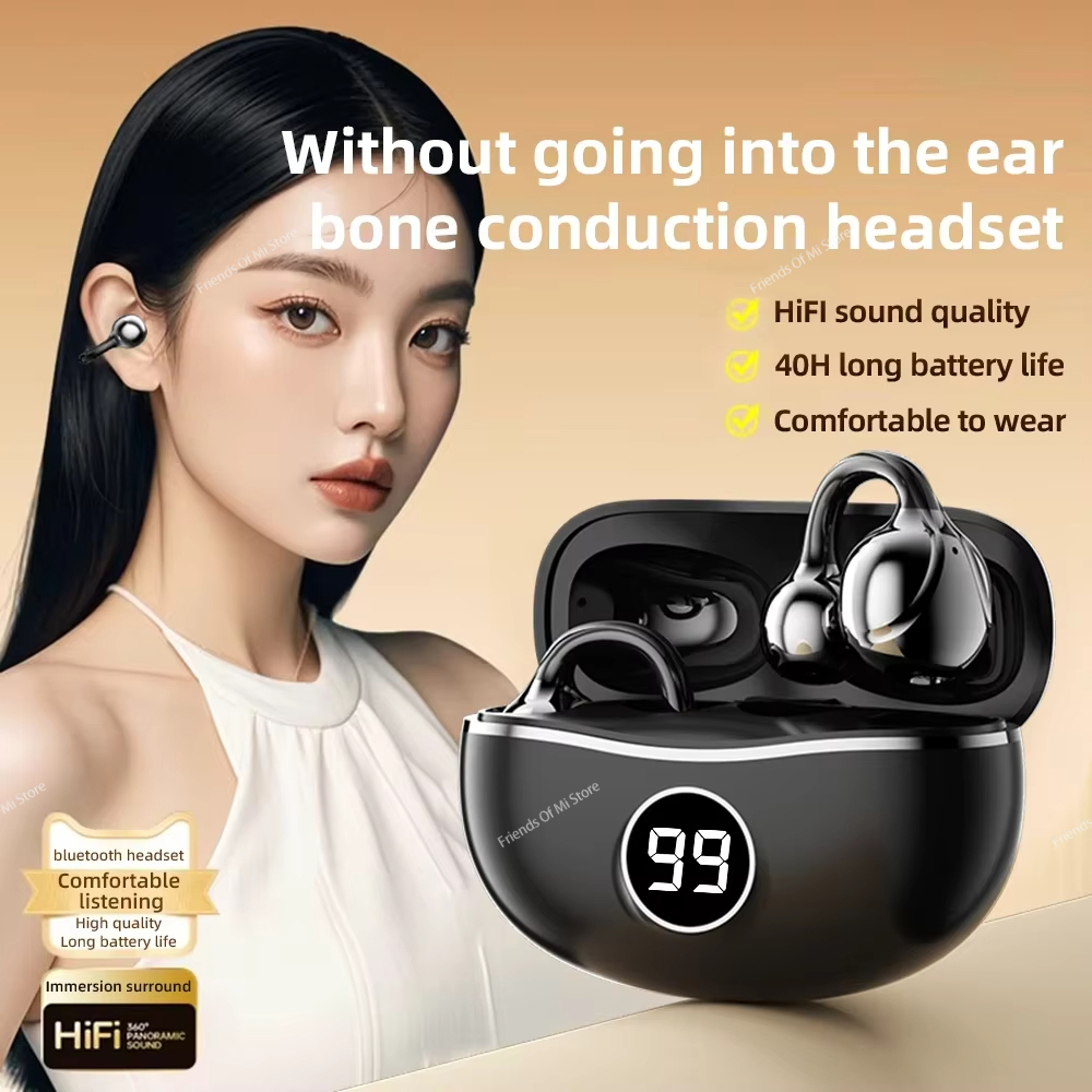 Cuffie wireless Xiaomi Auricolare Bluetooth con microfono Auricolari vivavoce con cancellazione del rumore Clip Ear Musica Sport Tappi per le orecchie da gioco