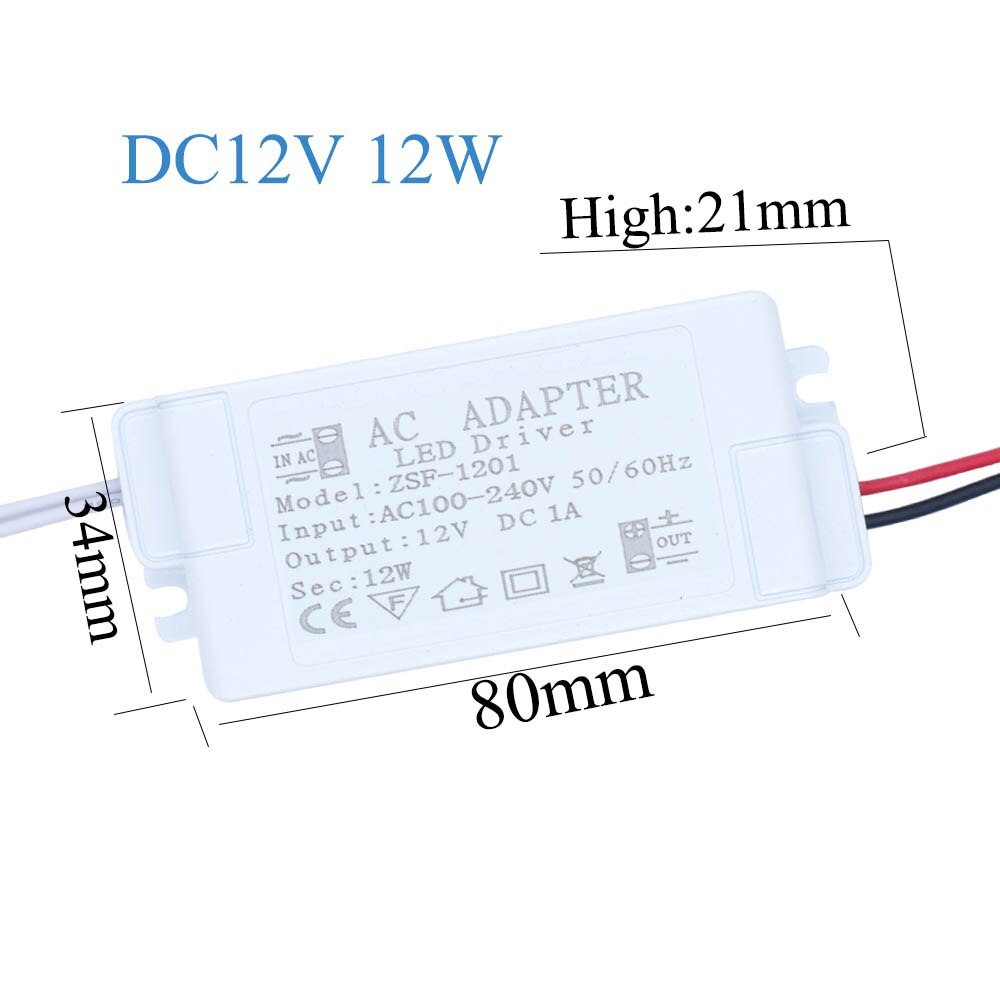12V Voeding Met Case Led Driver Transformator 6W 12W 18W 24W 36W 48W 60W Led Voeding AC220V Voor Driver Led Strip: New 12V 1A 12W